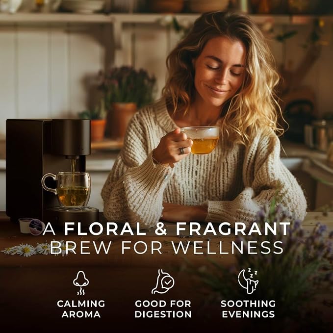 Gya Tea Co Chamomile Lavender Herbal Tea Pod (24 Count)- Decaf Wellness Tea for Body Comfort & Relaxing