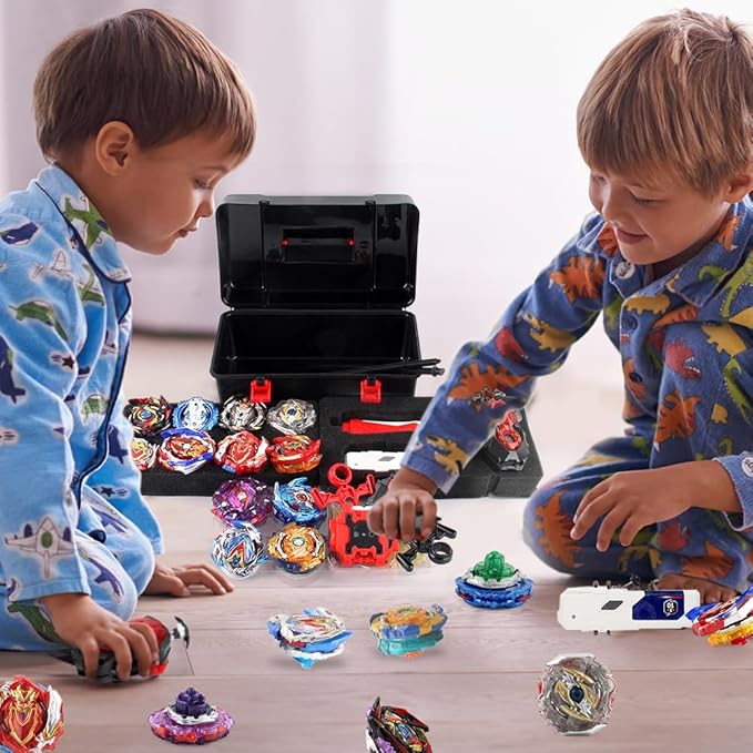 Battling Top Burst Launcher Game Set, 12 Spinning Tops Gyros 3 Launchers with Storage Box Great Birthday Present for Boys Age 6 8 10+