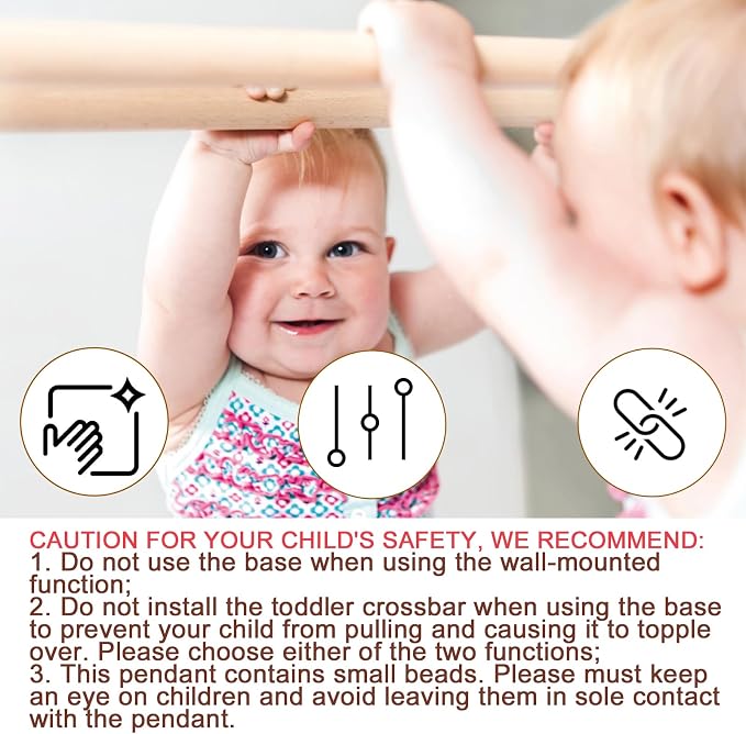 Infant Coordination Mirror Montessori Safety Pull up Bar Baby MirrorAcrylic Non-Glass Early Learning to Walk Mirror Upgrade Dual-Use with Base for Lengthened Version Hanging Toys 59.05”