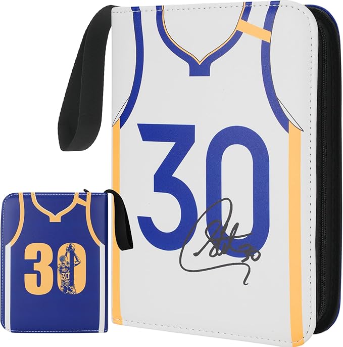 HBK Basketball Card Binder 400 Pockets, PU Leather 4 Pocket Card Binder with Sleeves, Basketball Card Holder Album with Zipper, Sports Trading Card Storage Binder for Boys Girls Collectors