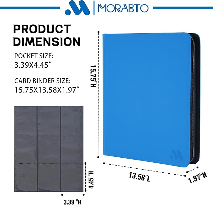 Top Loader Binder, Holds 324 Top Loaders,9 Pocket Top Loader Binders for 3" x 5" Rigid Cards,Top Loader Card Binder for Hard Plastic Top Loaders -LightBlue