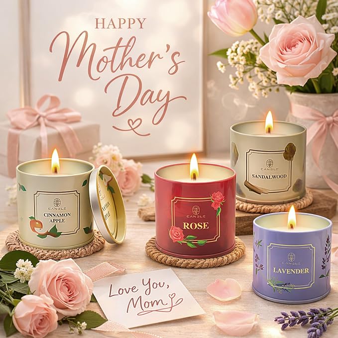 Soy Scented Candle Gift Set for Women, Long Lasting Aromatherapy Jar Candles for Home Decor, Relaxation, Spa, Meditation, Birthday, Housewarming