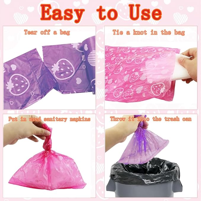 150 Count Sanitary Napkin Disposal Bags - Scented & Leak-Proof Feminine Hygiene Bags for Tampons, Pads, Liners - Discreet, Portable, Odor-Reducing Travel Waste Bags for Women