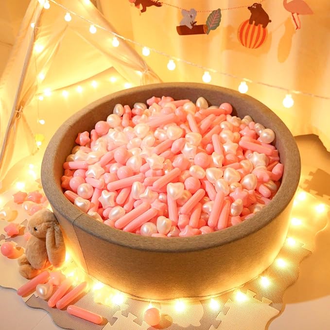 STARBOLO Ball Pit Balls for Toddlers - Macaron Ball Pit Balls, 4 Shapes Crush Proof Plastic Toy Balls for Toddlers Ball Pits, Ball Pit Play Tent, Baby Pool Water Toys,500pcs