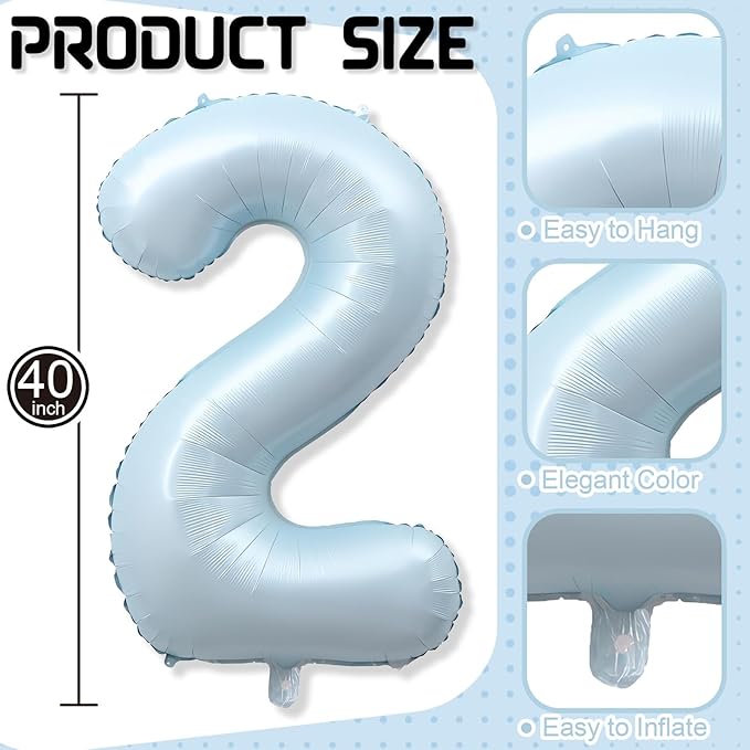 Big Number 21 Balloons, Light Dusty Blue Foil 21 Balloon Numbers 40 Inch, Giant 21st Birthday Party Decor, Pastel Baby Sky Blue Mylar Helium Self Inflating Balloon for Boys Men Anniversary Decorations