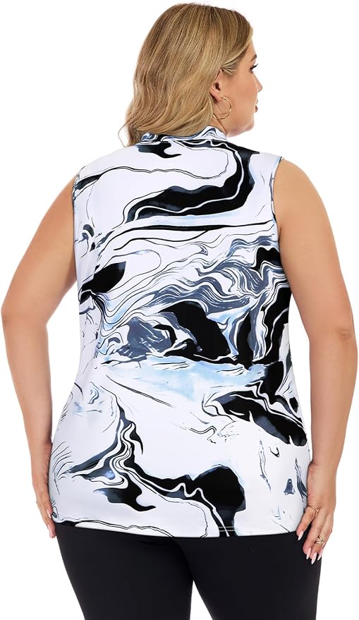 Misyula Style Plus Size Womens Golf Shirt Full-Zip with Pockets Tank Tops | Sleeveless, Quick Dry, Moisture-wicking, Lightweight Vests, Athletic, Tennis, Running, Workout, Casual, Travel, Work