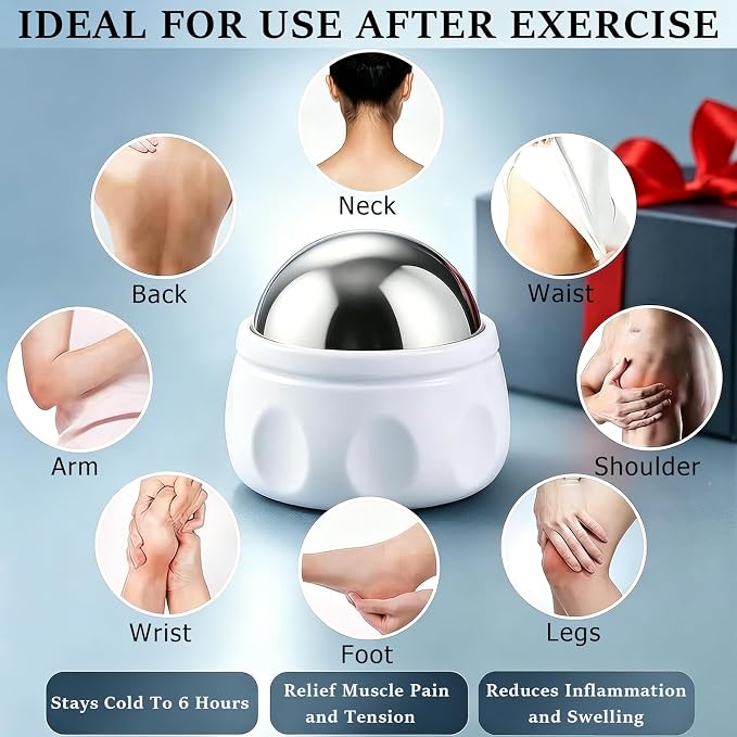 Massage Ice Roller Ball - Roller for Muscles Deep Tissue - Cold Therapy - Plantar Fasciitis Roller, Tight and Sore Muscles Relief, for Neck, Shoulders, Back, Calves & Feet, Sports Relaxations Gift