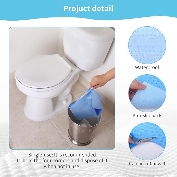 25 Pack Disposable Toilet Mats for a Hygienic & Stress-Free Everyday Home Bathroom Experience,Toilet Floor Protector from Urine,Disposable Toilet Floor Mat for Urine