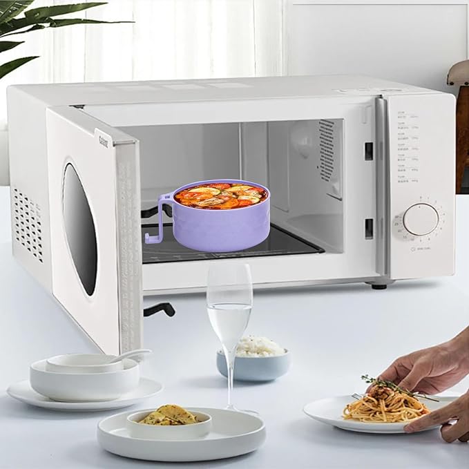 OZY Microwave Ramen Bowl，Ramen Noodle Cooker with Spoon Chopsticks Fork，Ramen Cooker with Handles，College Dorm Room Essentials，BPA-Free (Blue)