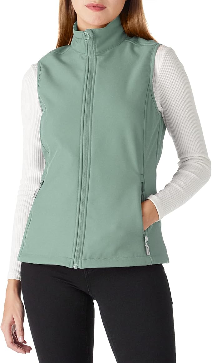 Outdoor Ventures Women's Lightweight Softshell Vest Windproof Fleece Lined Zip Up Sleeveless Jacket for Running Hiking Golf