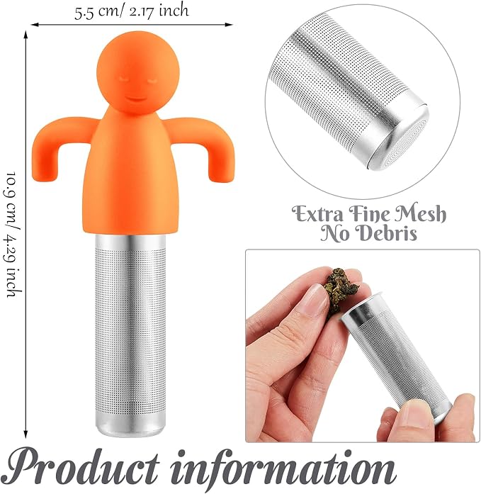 Hicarer 2 Pieces Tea Infuser for Loose Tea Cute Fine Mesh Tea Strainer Stainless Steel Tea Filter Ball Tea Diffuser Steeper for Teacups Teapots (Blue,Orange)