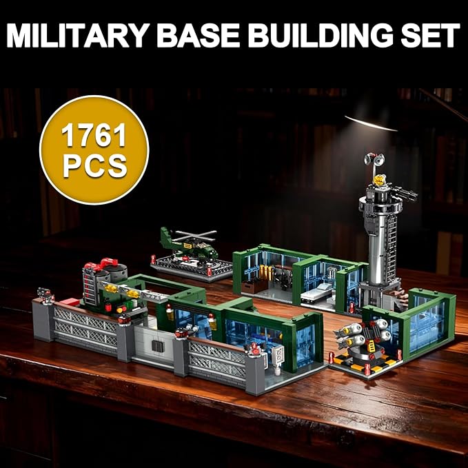 Military Base Building Set for Adults – 1753 PCS Army Model Kit with Vehicles, Helicopter & Figures, Model Building Kit for Adult, Room Decor, for Men, Teen