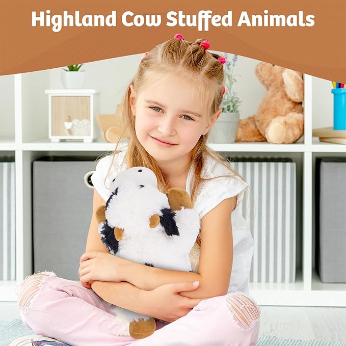 MARYSUN Microwavable Heated Cow Stuffed Animal - Weighted Stuffed Animal Plush, Heating Pad, Cozy Gift for Girls|Women|Kids|Elderly People