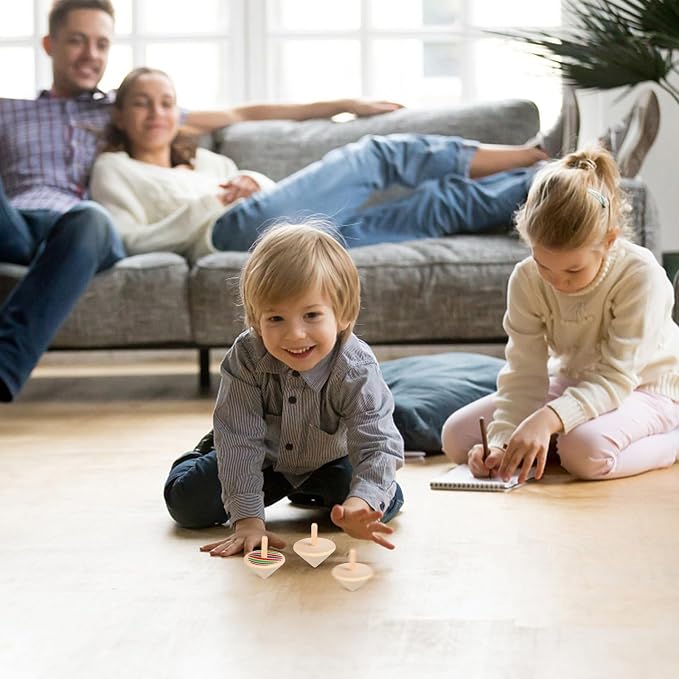 Galpada 24 Pack Wooden Spinning Tops for Kids – DIY Paint Your Own Craft Kit, Unfinished Natural Wood Spinning Toys for Classroom Activities, Party Favors & Creative Arts Projects