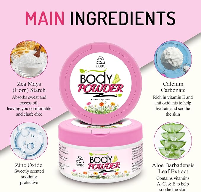 AOAO Talc-Free Dusting Powder for Women, Baking Soda Free, Natural Formula for After Bath Swampy Smooth Finish, Anti-Chafe & Deodorizing for Sensitive Skin, Gentle Daily Freshness with Puff, 5oz