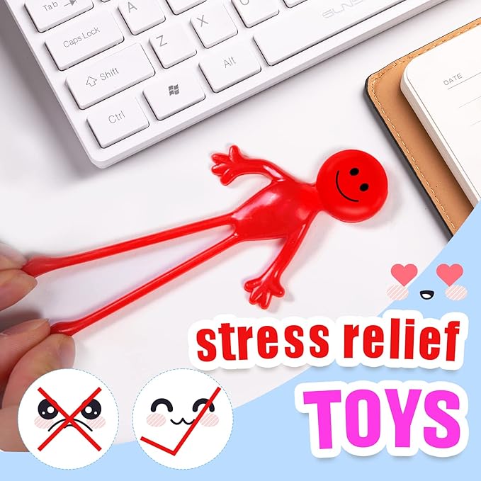 POPLAY 60PCS Smile Face Bendable Man, Stretchy Figures Party Favors Gooey Bendy Fidget Toys for Stress Relief, Classroom Exchange Prizes, Birthday Goodie Bag Stuffers