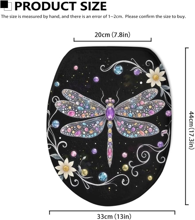 Dragonfly Toilet Seat Covers for Bathroom White Dragonfly Toilet Seat Cushion Cover Replacement for Bathroom Decor Machine Washable Toilet Lid Cover Elongated,Easy to Clean