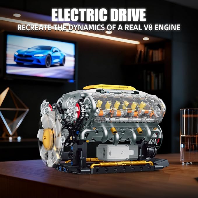 V8 Engine Model Kit that Runs, Build Your Own Mini Visible Car Motor, Physical Science Experiment Building Set for Adults & Teens, STEM Toy Gift for Boys 14+ (703 PCS)