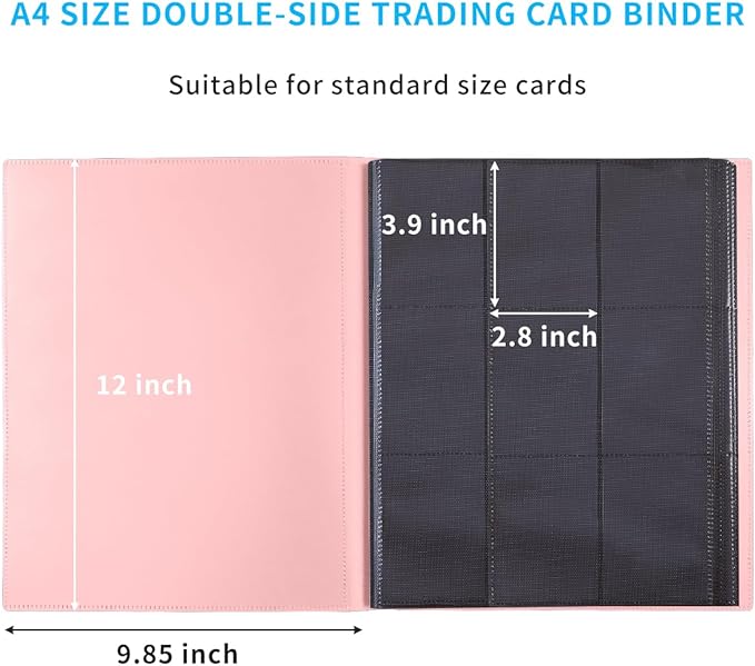 Card Binder, 360 Pockets Upgraded Trading Card Binders, Cards Collection Binder 9 Pocket, Side Loading Yugioh Binder Book Holder for MTG, TCG, Sport, Football, Baseball Collector Cards - Pink