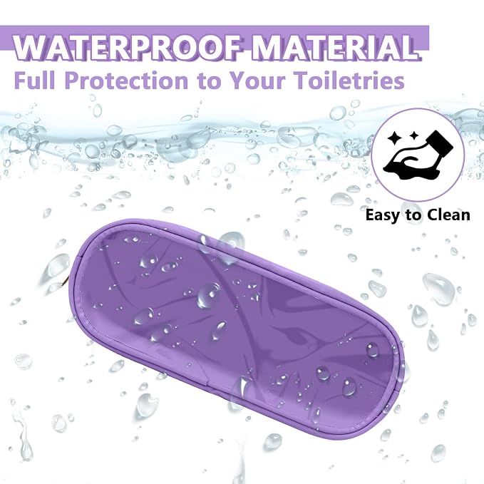 UIXIZQ Clear Small Pencil Pouch Makeup Bag for Purse,Nylon&PVC Pencil Case Waterproof Makeup Brush Holder with Zipper,Preppy Transparent Pen Bag Travel Cosmetic Bag for Women Men Office(Slim-Purple)