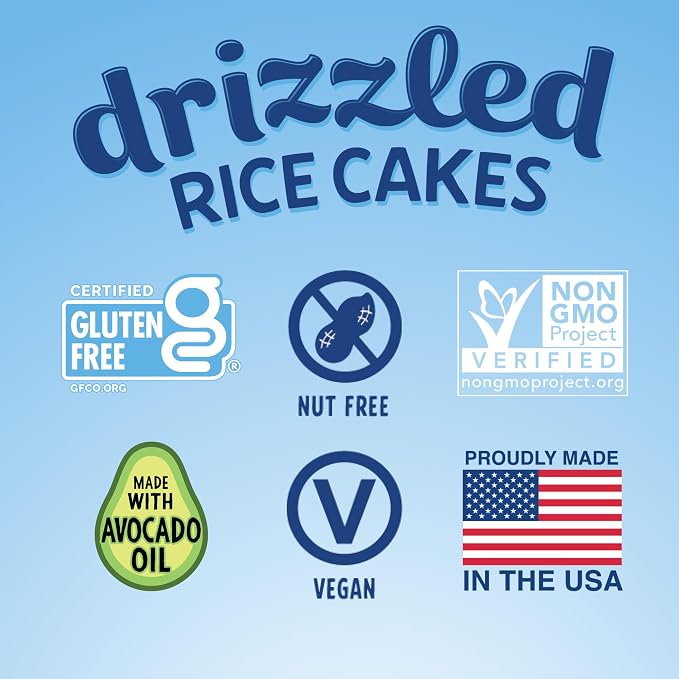 Like Air Drizzled Rice Cakes - Cinnamon Bun Snack Box (10ct) Vegan/Nut-Free | Cinnamon Bun Snack Pack (Pack of 10) - 90 Calories Per Bag, Gluten Free Snacks For Kids, Kosher