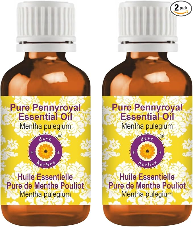 Deve Herbes Pure Pennyroyal Essential Oil (Mentha pulegium) Steam Distilled (Pack of Two) 100ml X 2 (6.76 oz)