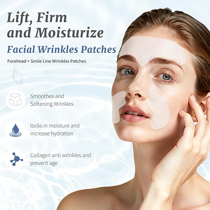 Forehead Wrinkle Patches & Smile Line Patches Overnight, jelly wrinkles patches with Collagen, Smoothing before dates or makeup, Gentle Facial Wrinkles for Day or Overnight, Skin Gifts for Women & Men