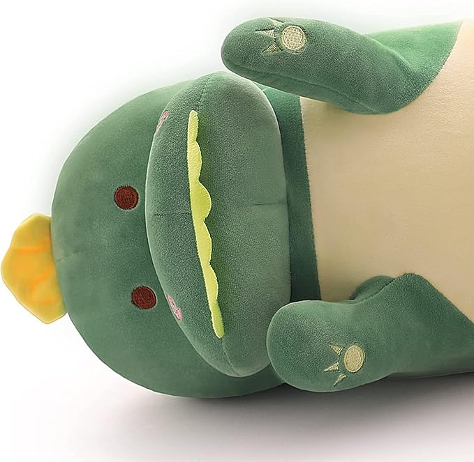 Long Dinosaur Plush Pillow, Soft Green Dinosaur Stuffed Animal Long Dinosaur Hugging Throw Plush Pillow Toy for Kids(Green Dinosaur,35.4inch/90cm)