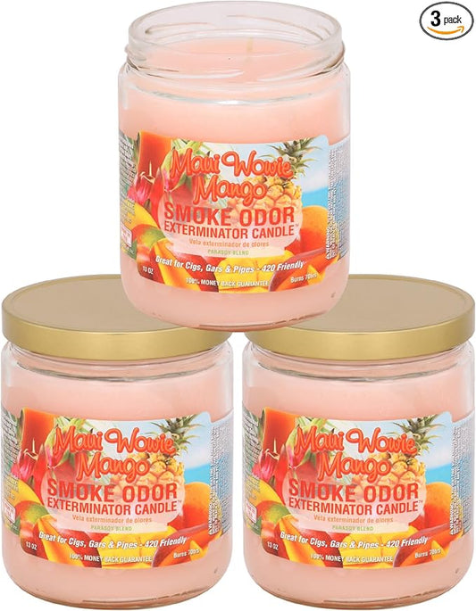 Smoke Odor Exterminator 13oz Jar Candle, Maui Wowie Mango, 13 oz (3)