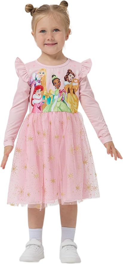 Disney Princess Frozen Minnie Mouse Dress Girls Sparkle Ruffle Tulle Tutu Birthday Party Fall Outfits Clothes Baby to Toddler