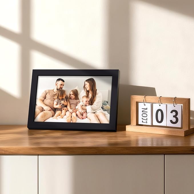 upsimples 5.5x8.5 Picture Frame, Display Pictures 3.5x5 with Mat or 5.5x8.5 Without, Wall Hanging Photo Frame, Black, 1 Pack