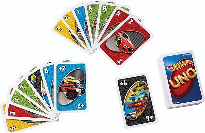 Hot Wheels UNO Matching Card Game Featuring 112 Cards with Hot Wheels Graphics, Game Night, Kids Gift Ages 7 Years & Older