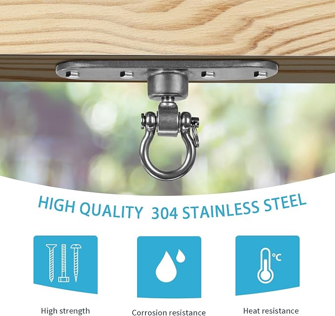 2 of Heavy Duty Stainless Swing Hanger with Smooth Swing Bearings 180°+360°, 1500 lb Capacity for Indoor Outdoor Playground Yoga Hammock Chair Sandbag Porch Swing Bag