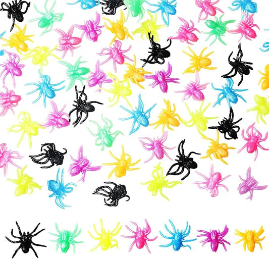 50pcs Halloween Stretchy Spider Toys,Assorted Color Stretchy Spider Squishy Sticky Toys for Trick or Treat Goodies Bags Filler Classroom Rewards