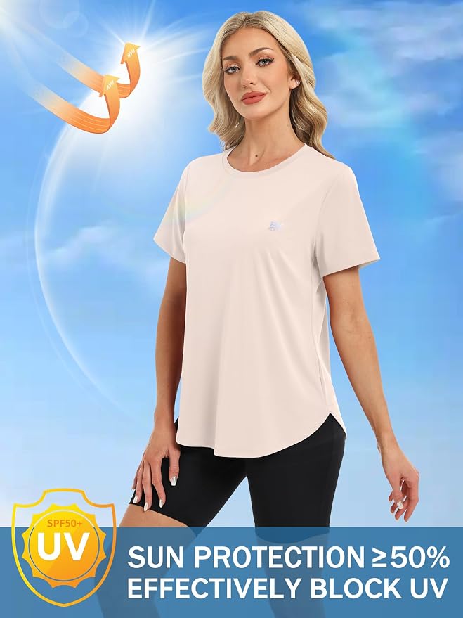 BKRIVE Workout Tops for Women UPF 50+ Quick Dry Shirts (S-3XL) | Ideal for Hiking, Yoga, Running, Gym workouts, Pilstes, Tennis & Travel. Lightweight, Breathable & Moisture wicking