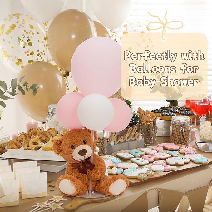 MorisMos 3Pcs Teddy Bears Bulk Baby Shower, 14inch Cute Teddy Bear Stuffed Animals Plush, Small Stuffed Bears on Centerpiece Baby Shower, Dark Brown
