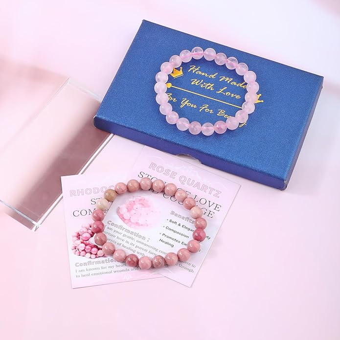 NCB 2.3-Piece 4mm Natural Crystal Gemstone Stretch Bracelets – Handmade Reiki Energy Healing Jewelry for Meditation,Yoga, Unisex