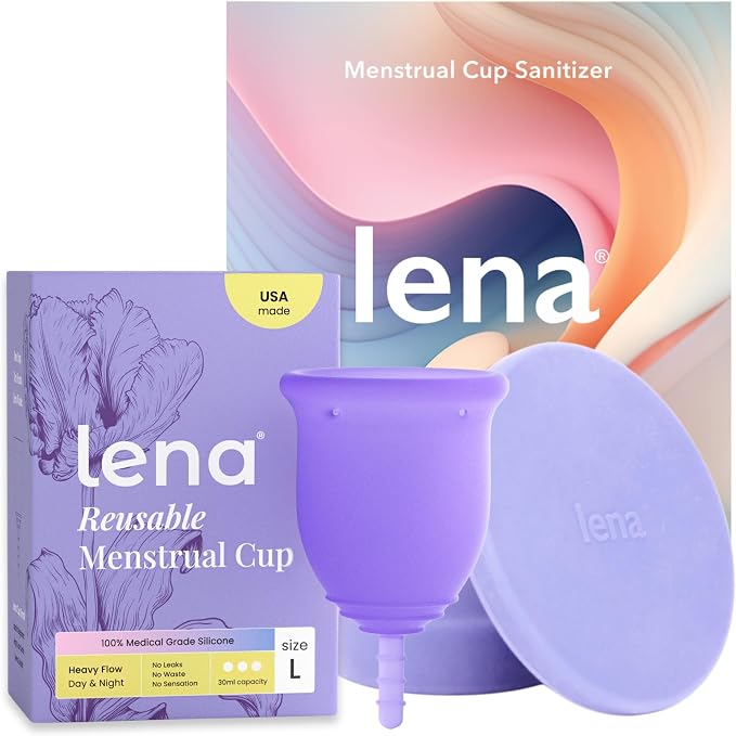 Lena Original Cup Purple Large + Cleaning Container – Complete Period Care Bundle for Heavy to Super Heavy Flow