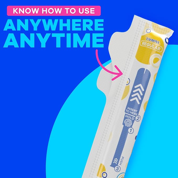 Tampax Starter Kit Multipack, with LeakGuard Braid, Regular/Super Absorbency, Easy First Tampon Trial, Unscented, 12 Count