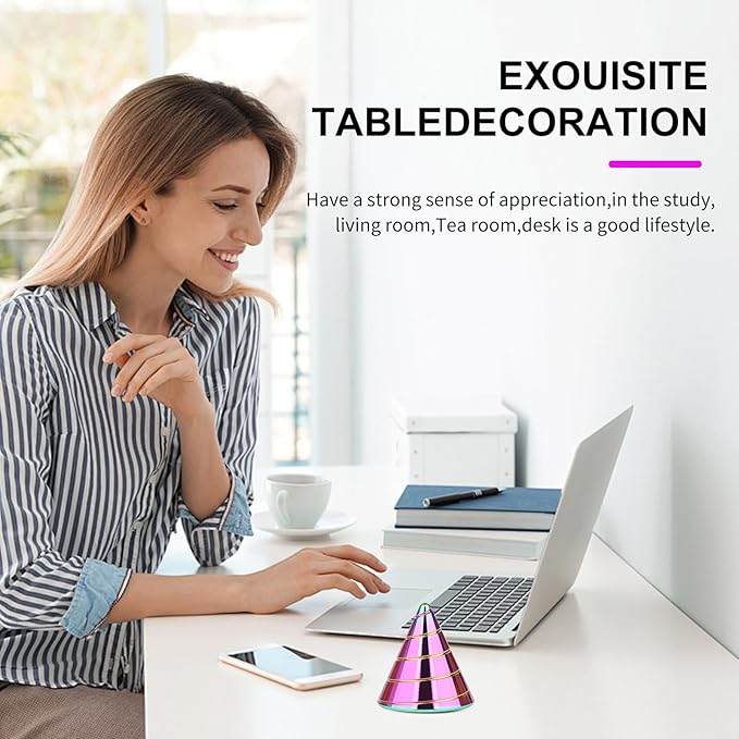 Desk Toys Spinning Top, Conicalness Detail Kinetic Desk Toys, Spinning Tops for Kids, Fidget Toys Adults, Physics Toys Novelty Amusements (Rainbow-A)