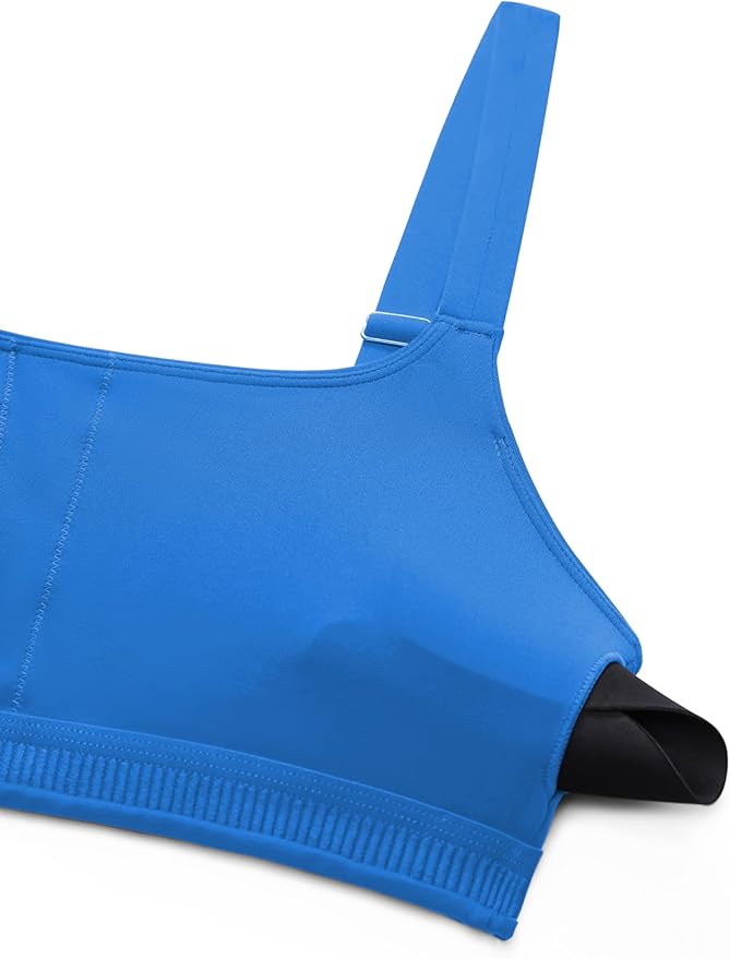 CRZ YOGA Butterluxe Adjustable Wide Strap Sports Bras for Women - Square Back Padded Scoop Neck Yoga Top
