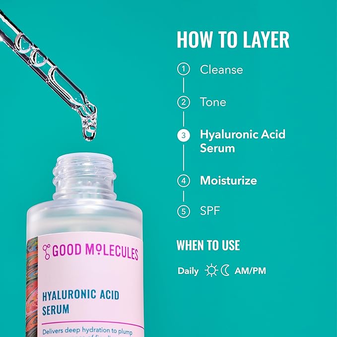 Good Molecules Hyaluronic Acid Serum Pack 2 – 30 ml Each | 1% Hyaluronic Acid, Non-Greasy Ultra Hydrating Serum, Facial Moisturizer for Plumper Skin, Skin Care for Face