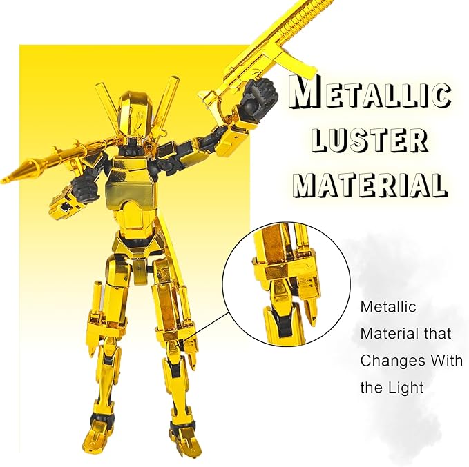 Assembly Completed T13 3D Printed Action Figures,Dummy 13 Robot 13 Movable N13 Action Figure, Lucky 13 Gift for Collectors Desktop Decorations for Game Lovers Toy(Metallic Color)