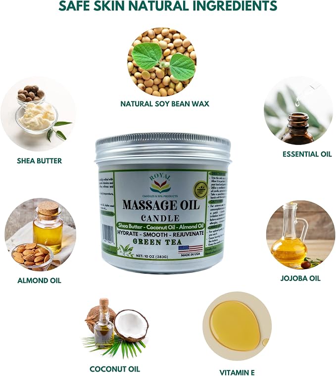 Massage Oil Candle (Green Tea) 10 oz.