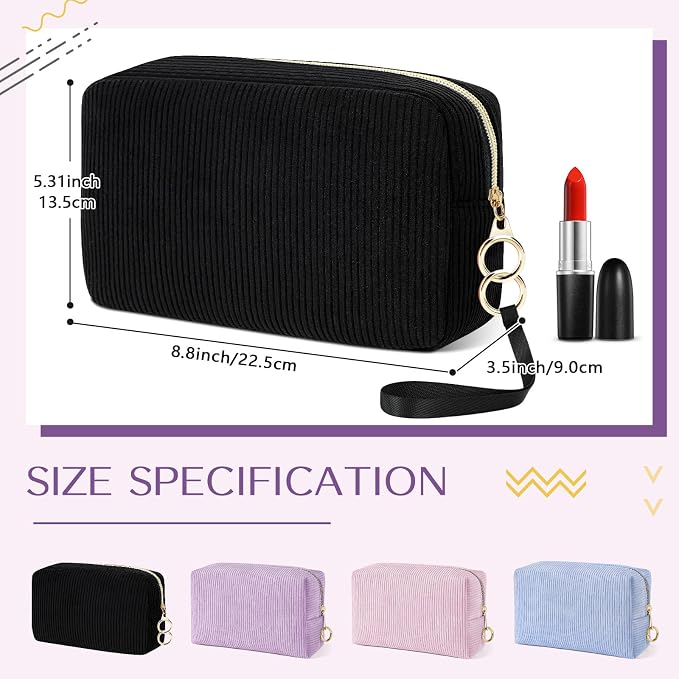 Likesing Tampon Holder for Purse, Corduroy Period Bag Sanitary Napkin Storage Bag for Girls Womens, Portable Feminine Emergency Pad Period Pouch(Black)