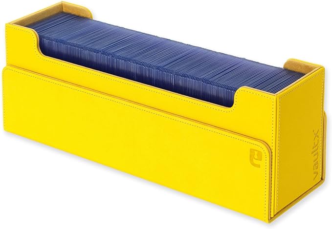 Vault X Card Storage Box, Exo-Tec Material, Detachable Magnetic Lid, with Dividers & Foam Fillers, for Trading Cards (Yellow)
