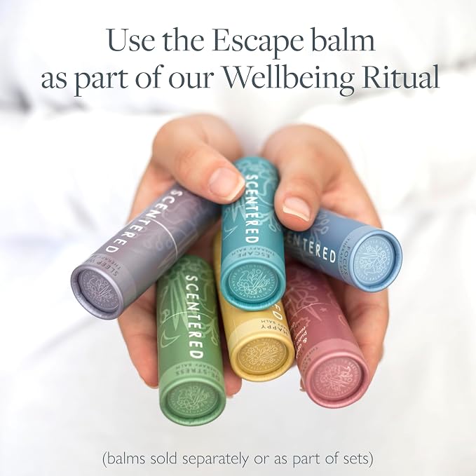 Scentered Aromatherapy Balm Stick - Escape - Natural Calm Essential Oil Roll On - Meditation Aid for Relaxation & Self-Care - Frankincense, Oud, Sandalwood - Mindfulness Gifts for Women