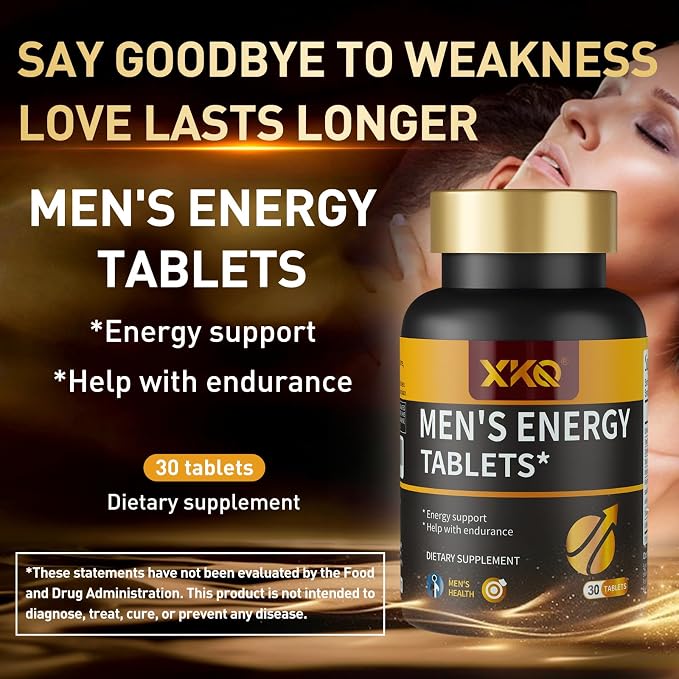 XKQ Vitality Supplement – Daily Energy & Performance Formula for Adult Men | Supports Circulation, Stamina & Confidence | Herbal & Amino Blend | 30 Tablets | 3rd Party Tested