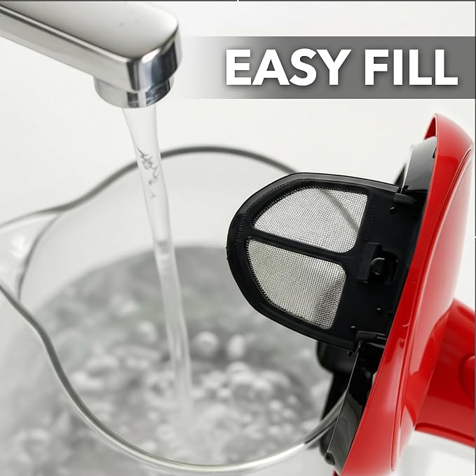 OVENTE Electric Kettle, 1.5L Borosilicate Glass Countertop Water Heater and Boiler for Coffee or Tea, BPA-Free, Auto Shut-Off, Boil-Dry Protection, Removable and Washable Spout Filter, Red KG83R