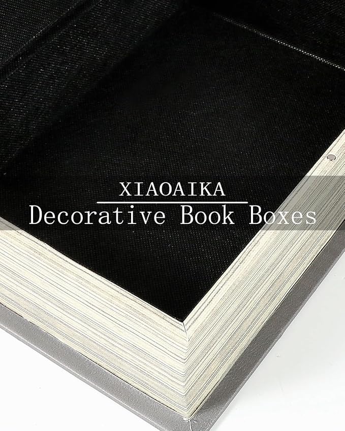Decorative Wooden Book Box Set of 3 - Vintage Faux Book Boxes for Home Decor, Secret Storage with Magnetic Closure, Antique Style, Linen Cover Design, Perfect for Home Office Bookshelf